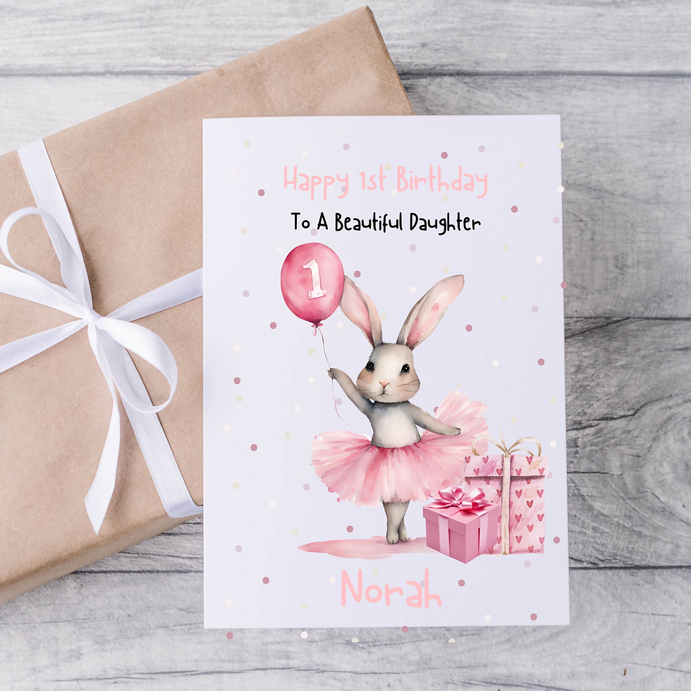 Thumbnail: Large  Personalised 1st Birthday Card Daughter, Granddaughter, Cousin,Niece