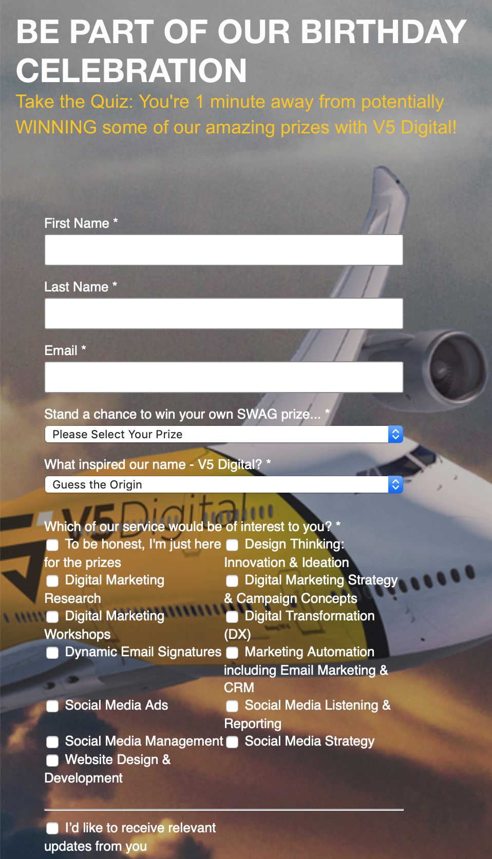 Birthday Competition form 