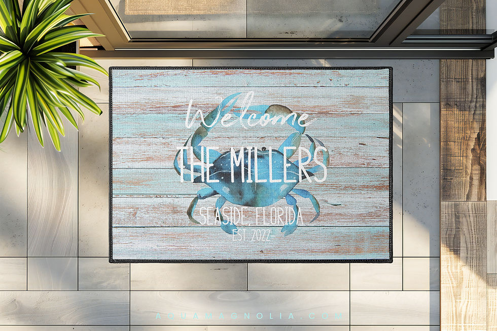 blue beach crab door mat