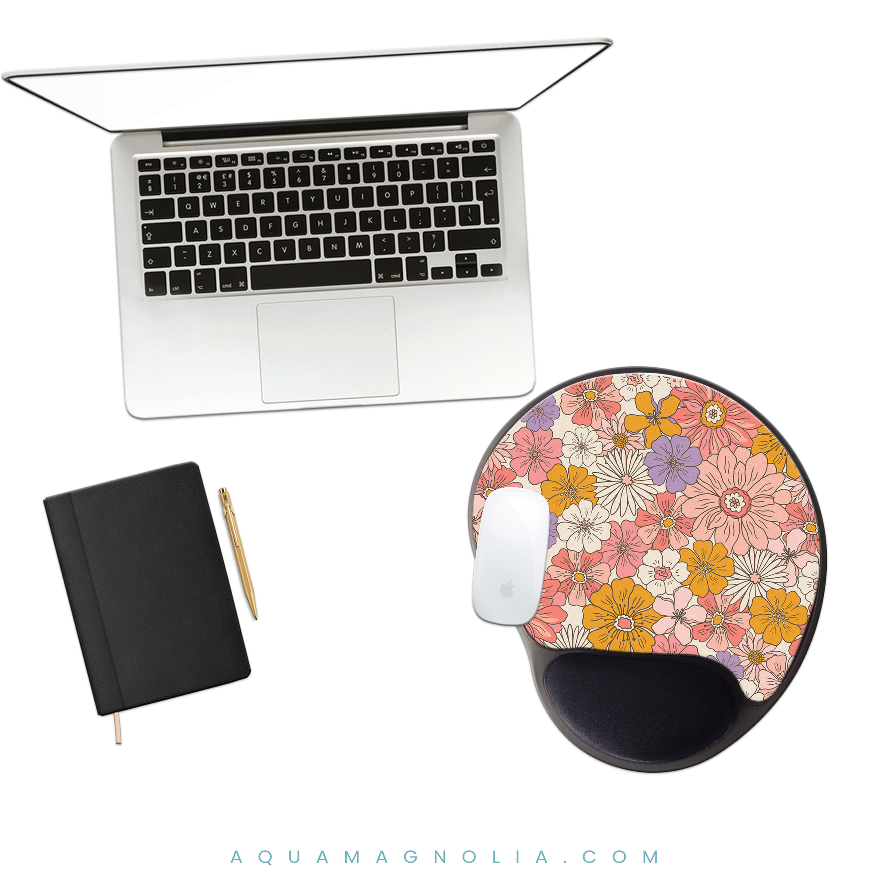 retro flowers gel wrist mouse pad