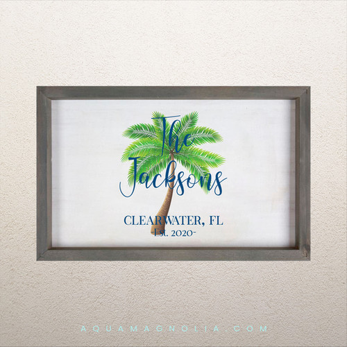 Palm Tree Beach Wall Art Aqua Magnolia