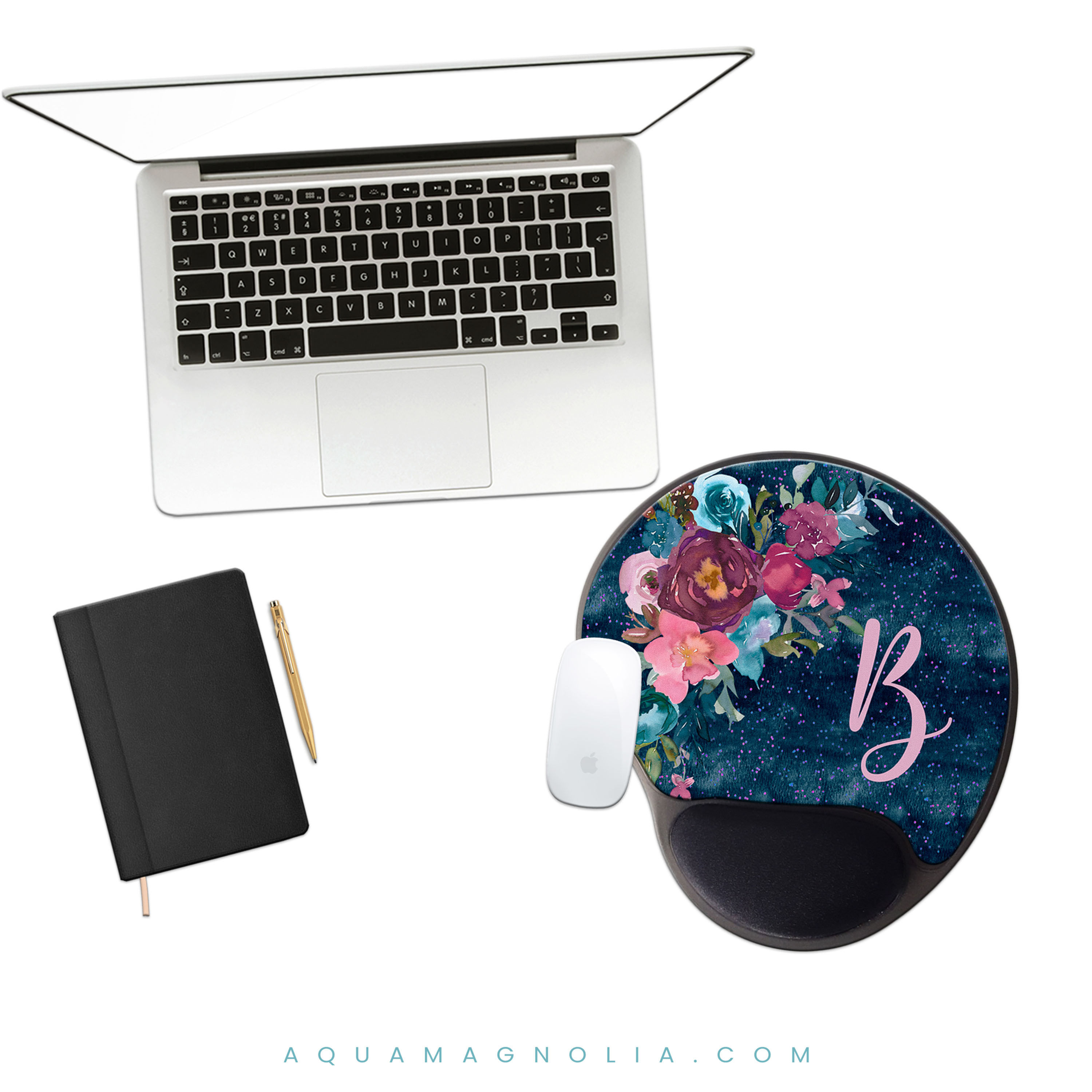 navy and lavender gel wrist mouse pad
