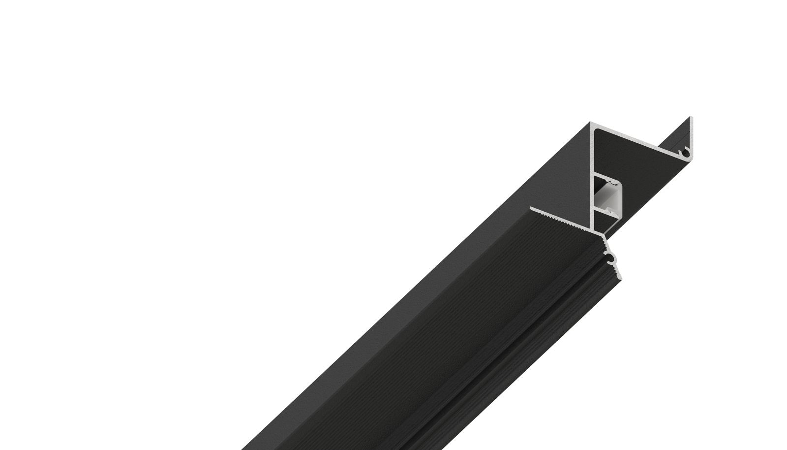 Профиль теневой для потолка с LED подсветкой и Рассеивателем, алюминий чёрный L2000, 2 м