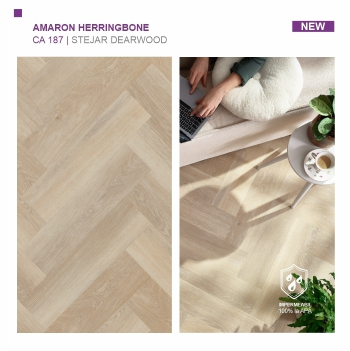 Пол SPC ARBITON Amaron Herringbone, Stejar Dearwood, CA 187