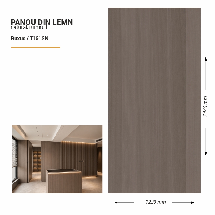 Panou din lemn furniruit, T161SN, Buxus, 2440x1220x3.8mm