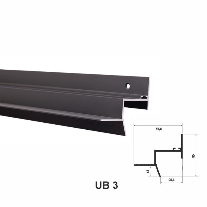 UB3, Profil de tip ascuns pentru tavan, Negru Matt, 2,5m