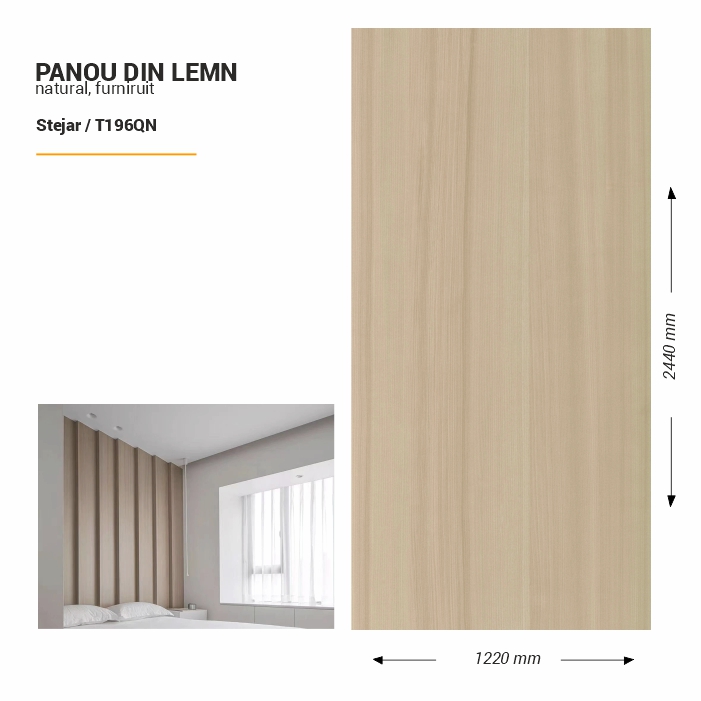 Panou din lemn furniruit, T196QN, дуб, 2440x1220x3.8mm