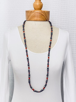 Silver bead gemstone necklace