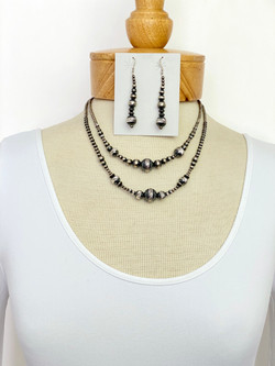 Diamond cut silver bead necklace