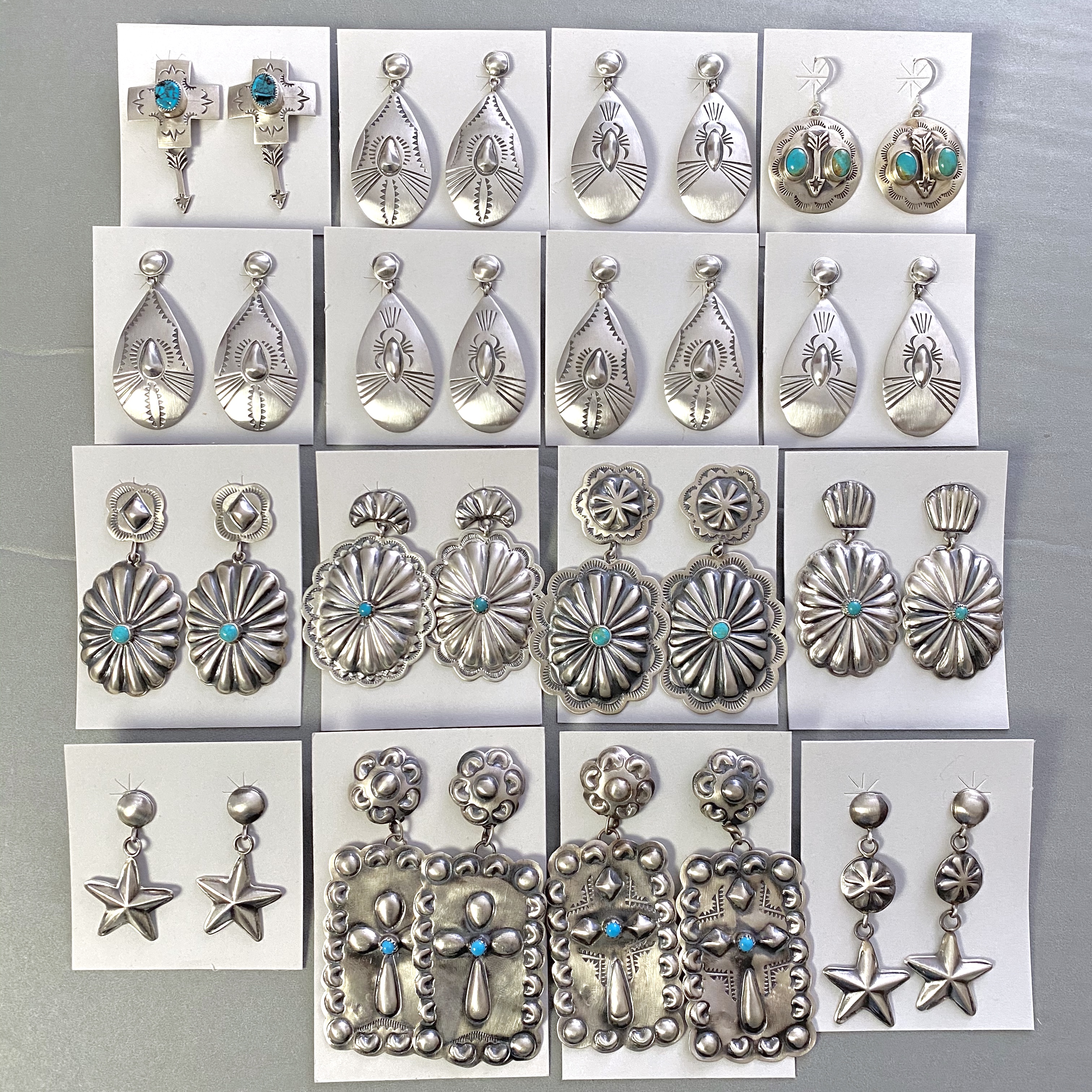 Silver Concho dangle style earring