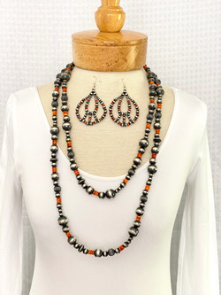 Silver bead gemstone necklace