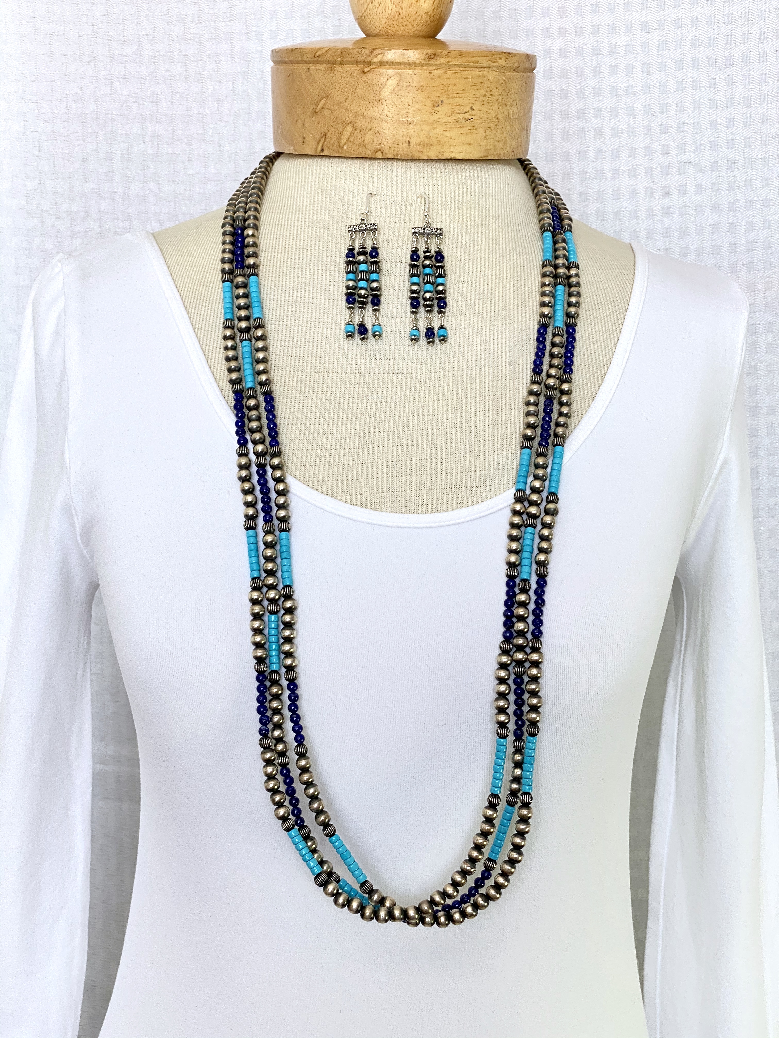 Multistrand turquoise/lapis