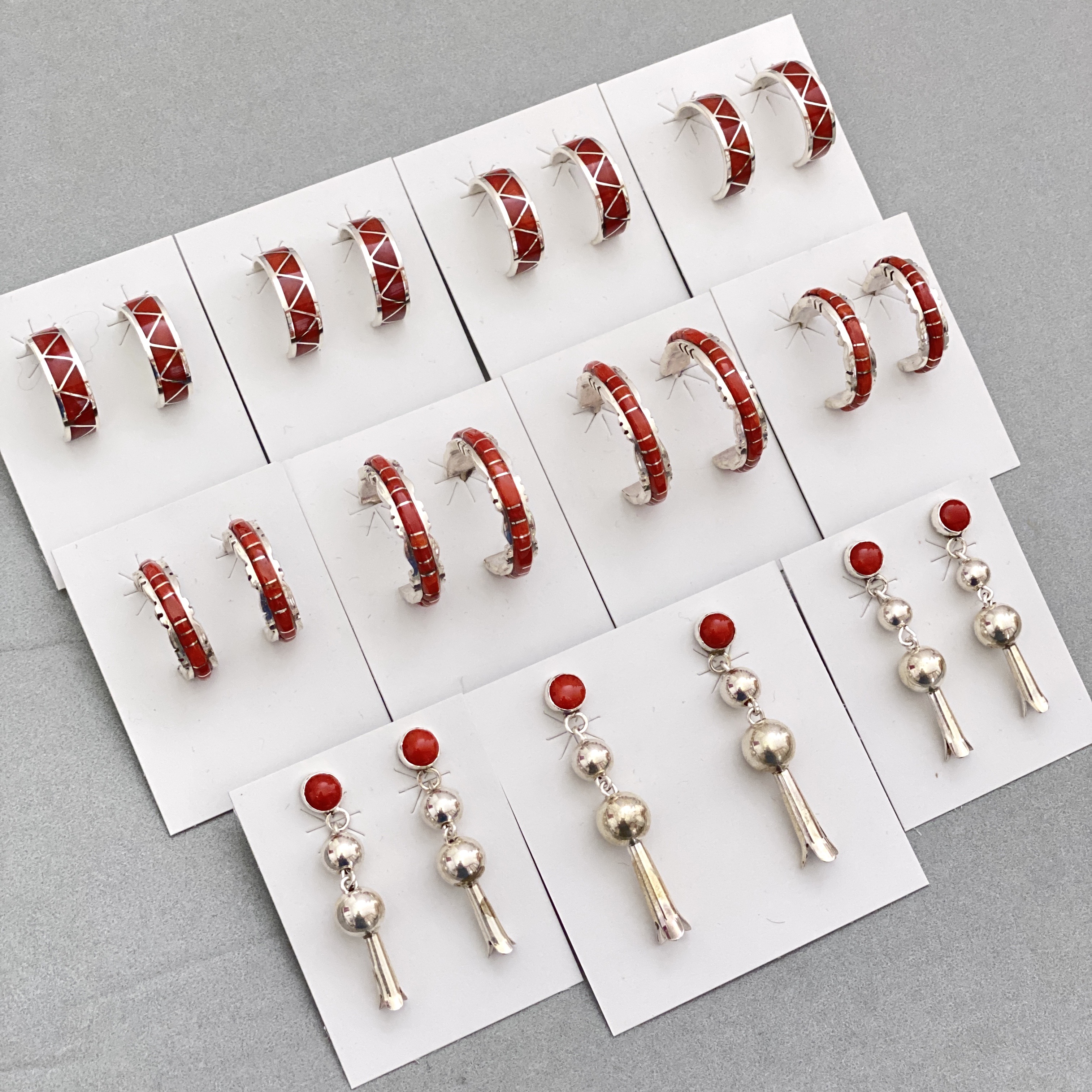 Red coral hoops & blossoms