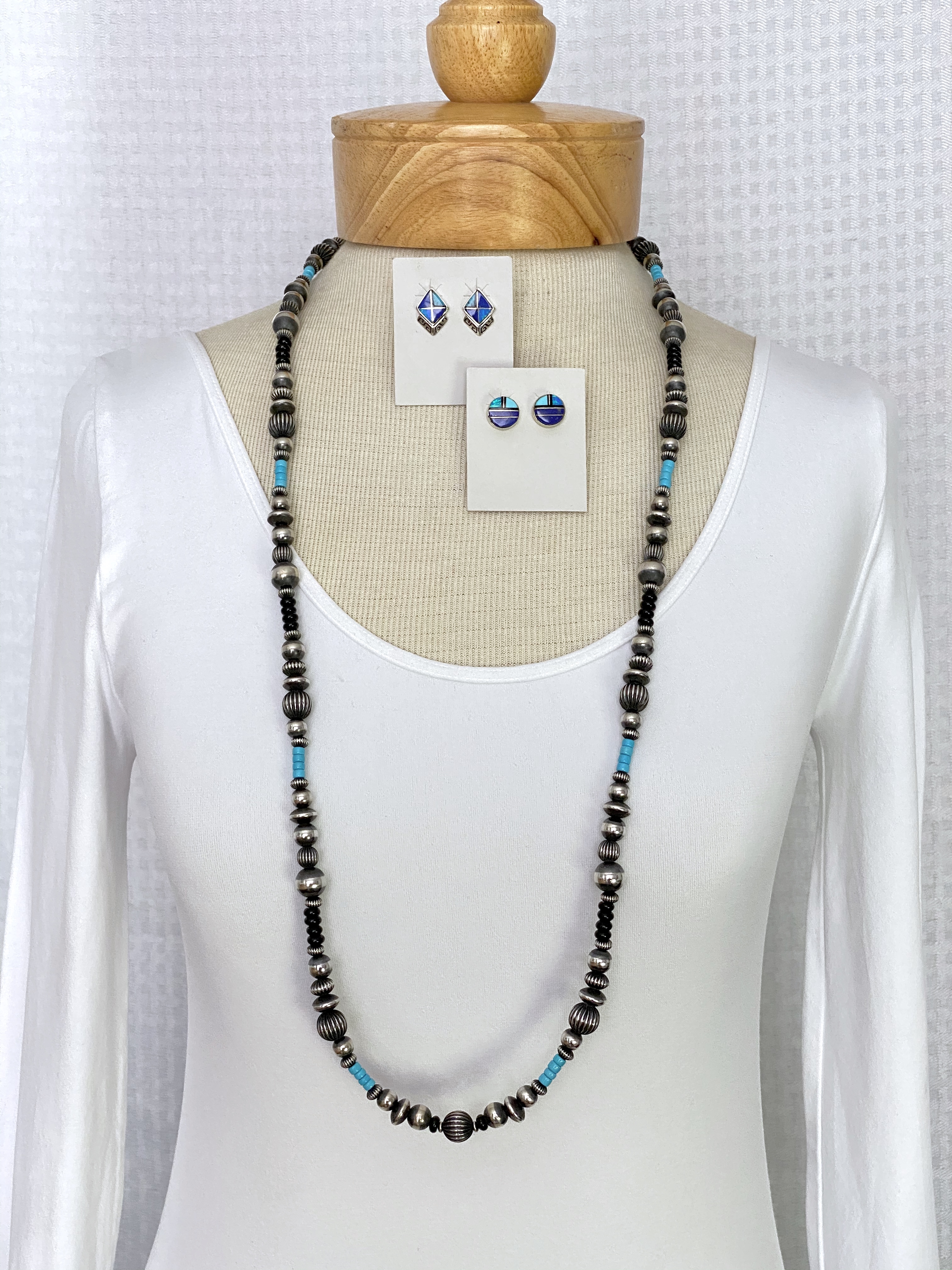 Silver Bead gemstone necklace