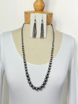 Diamond cut silver bead necklace