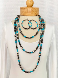 Silver bead turquoise necklace