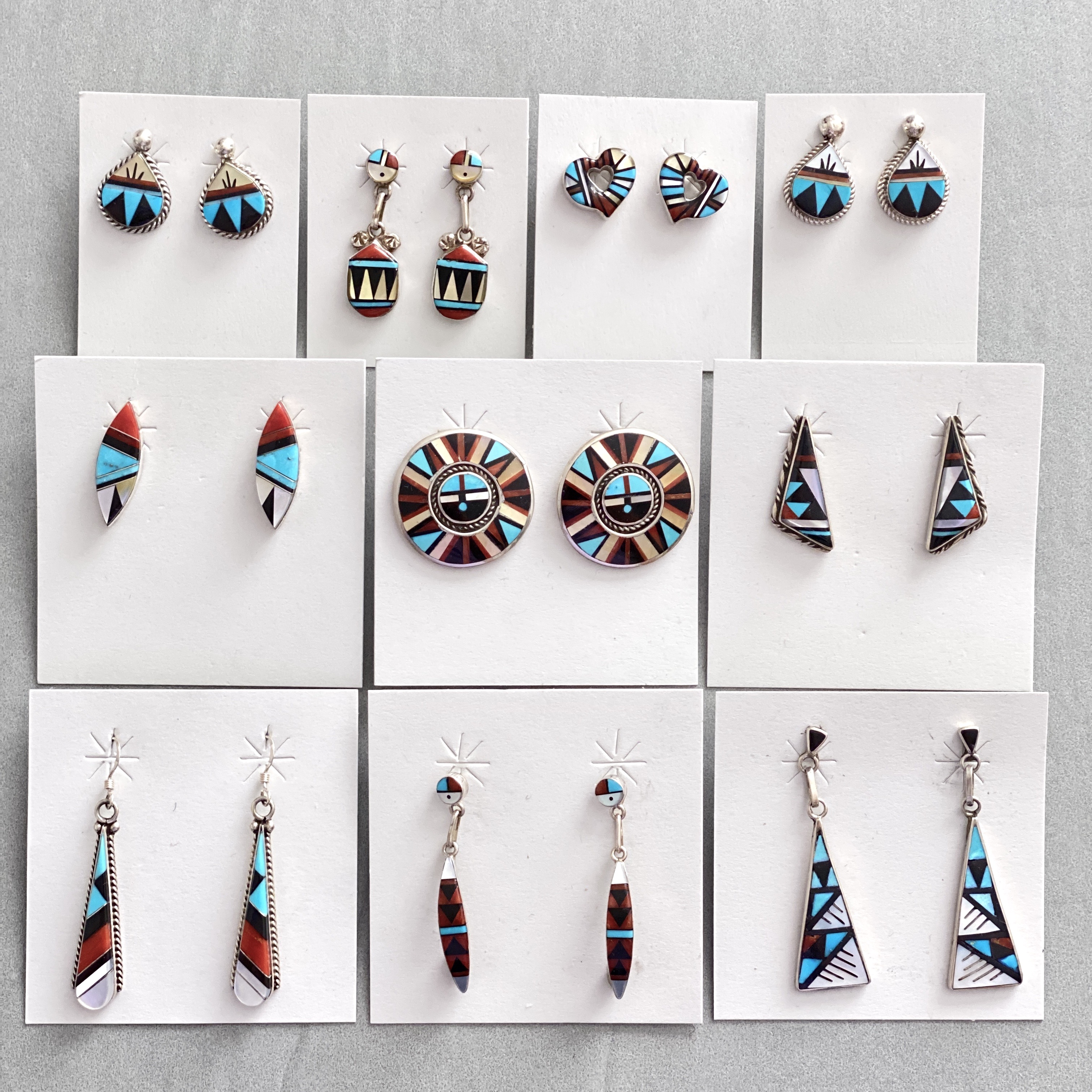 Multicolor inlay small to medium earrings