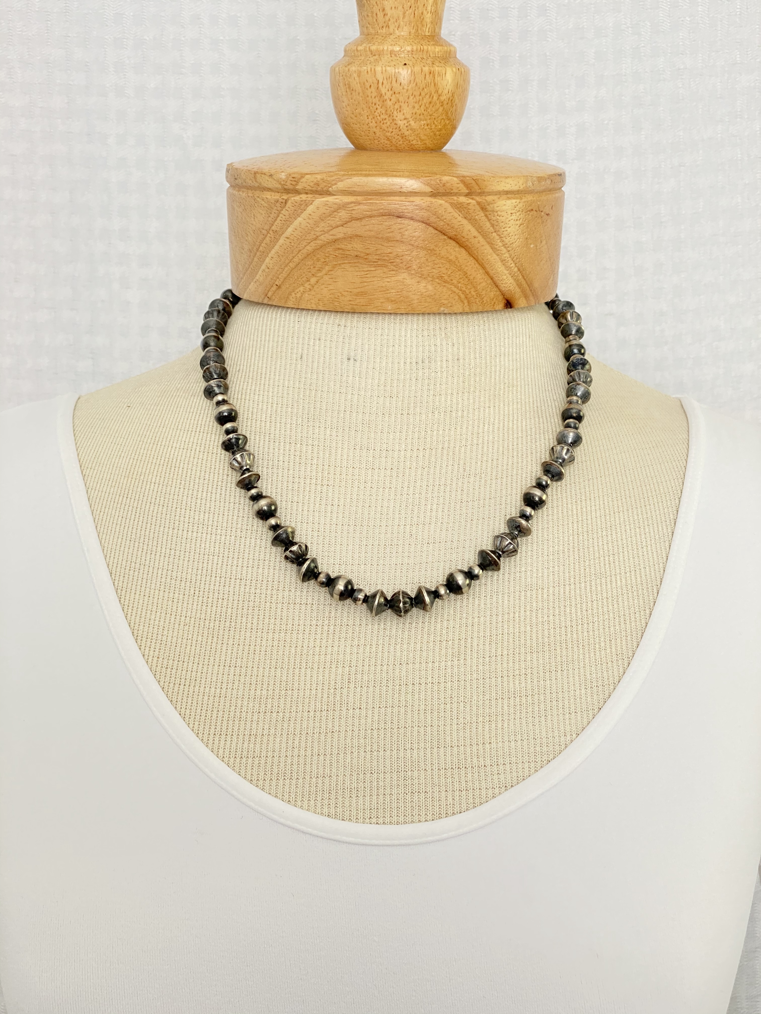 Silver bead necklace