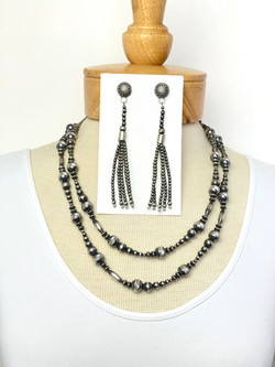 Diamond cut silver bead necklace