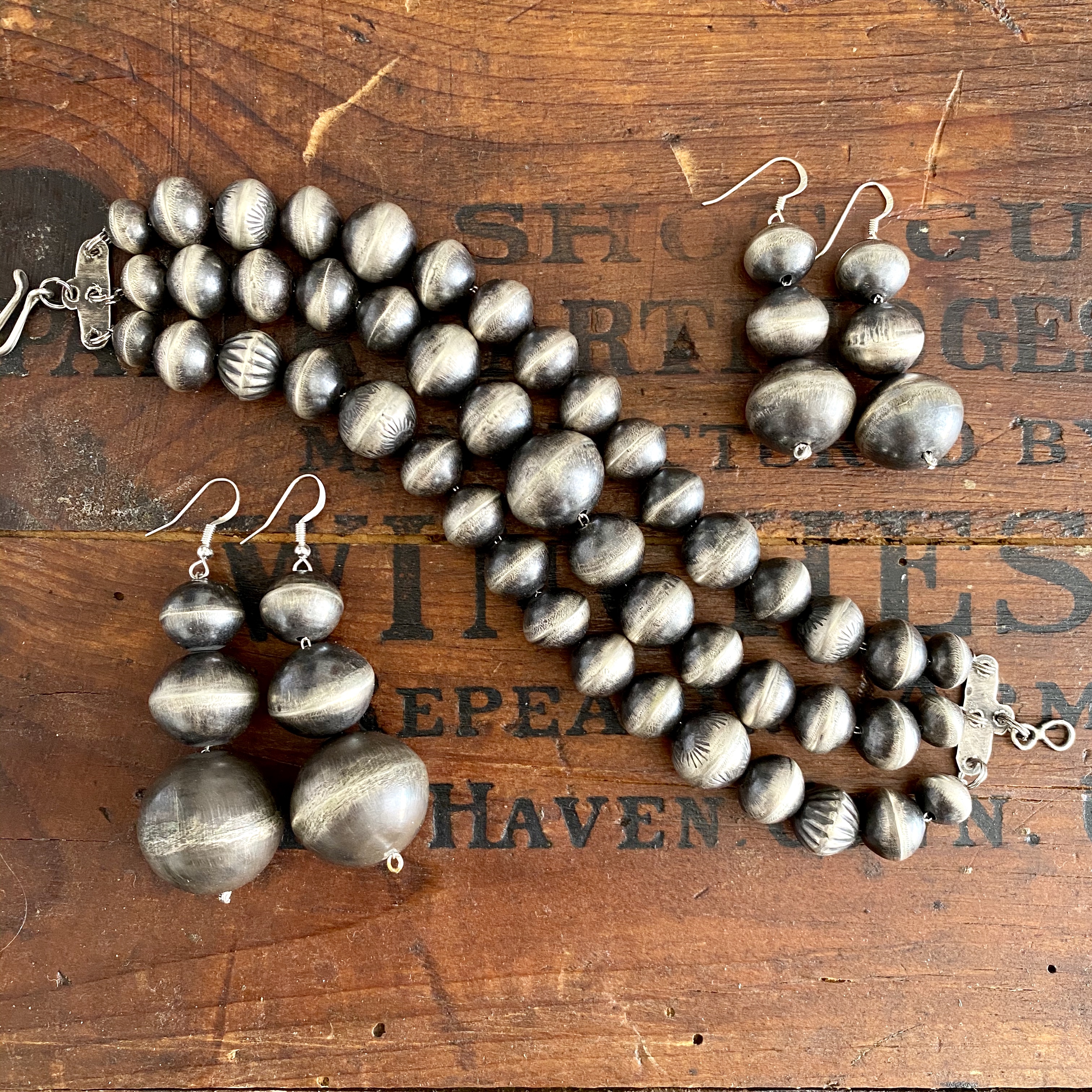 Silver Navajo pearls