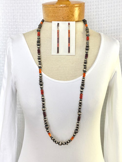 Silver bead gemstone necklace