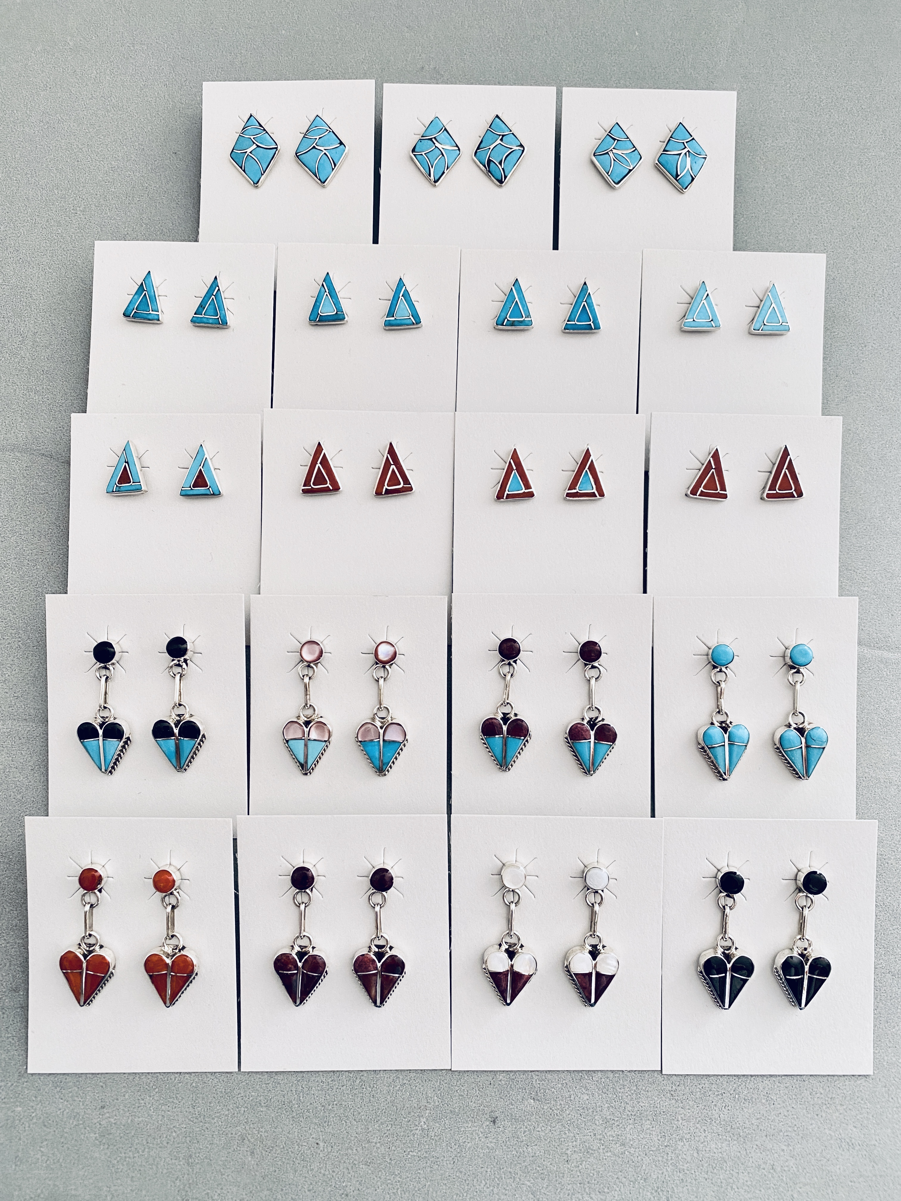 Assorted geometric inlay earrings