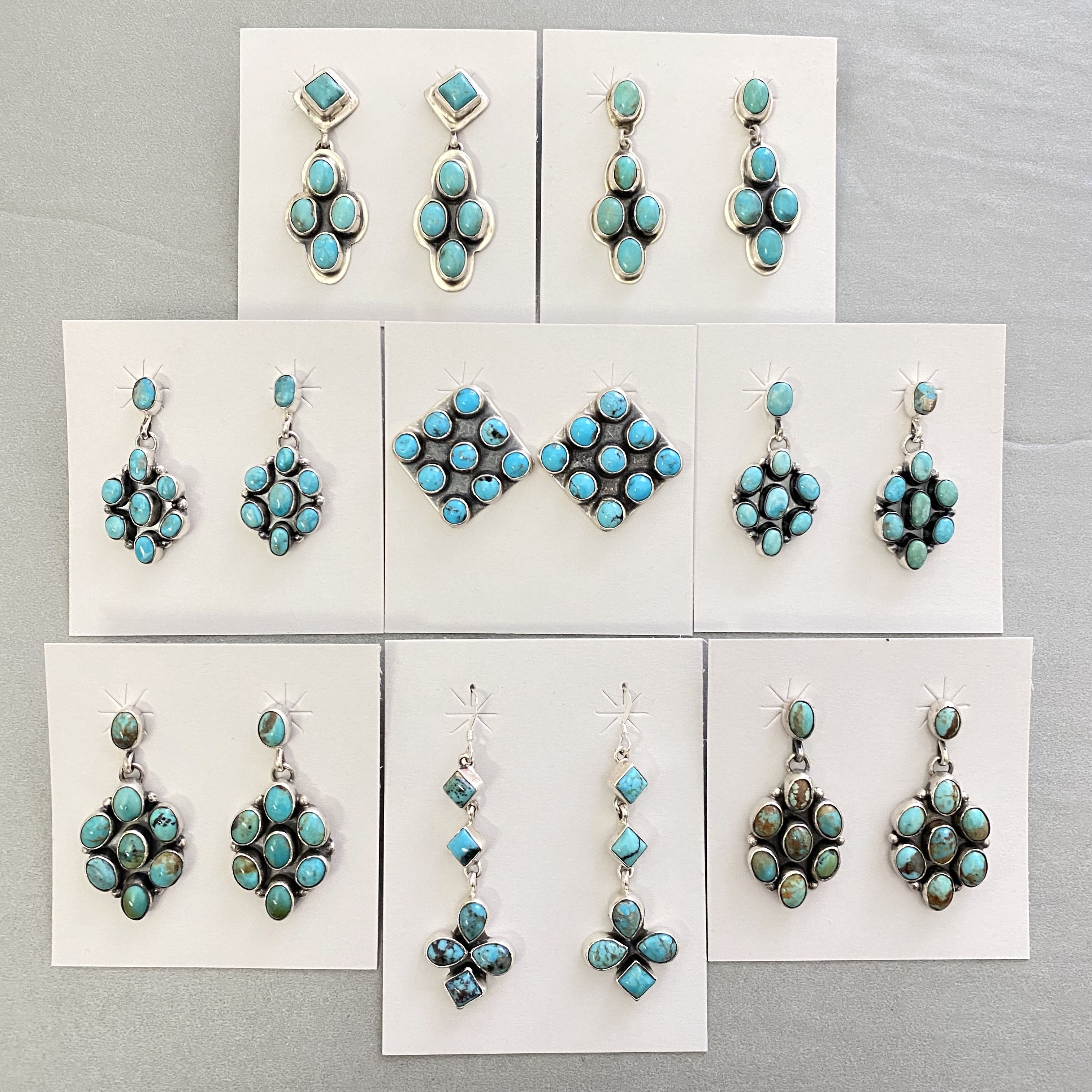 Turquoise cluster earrings