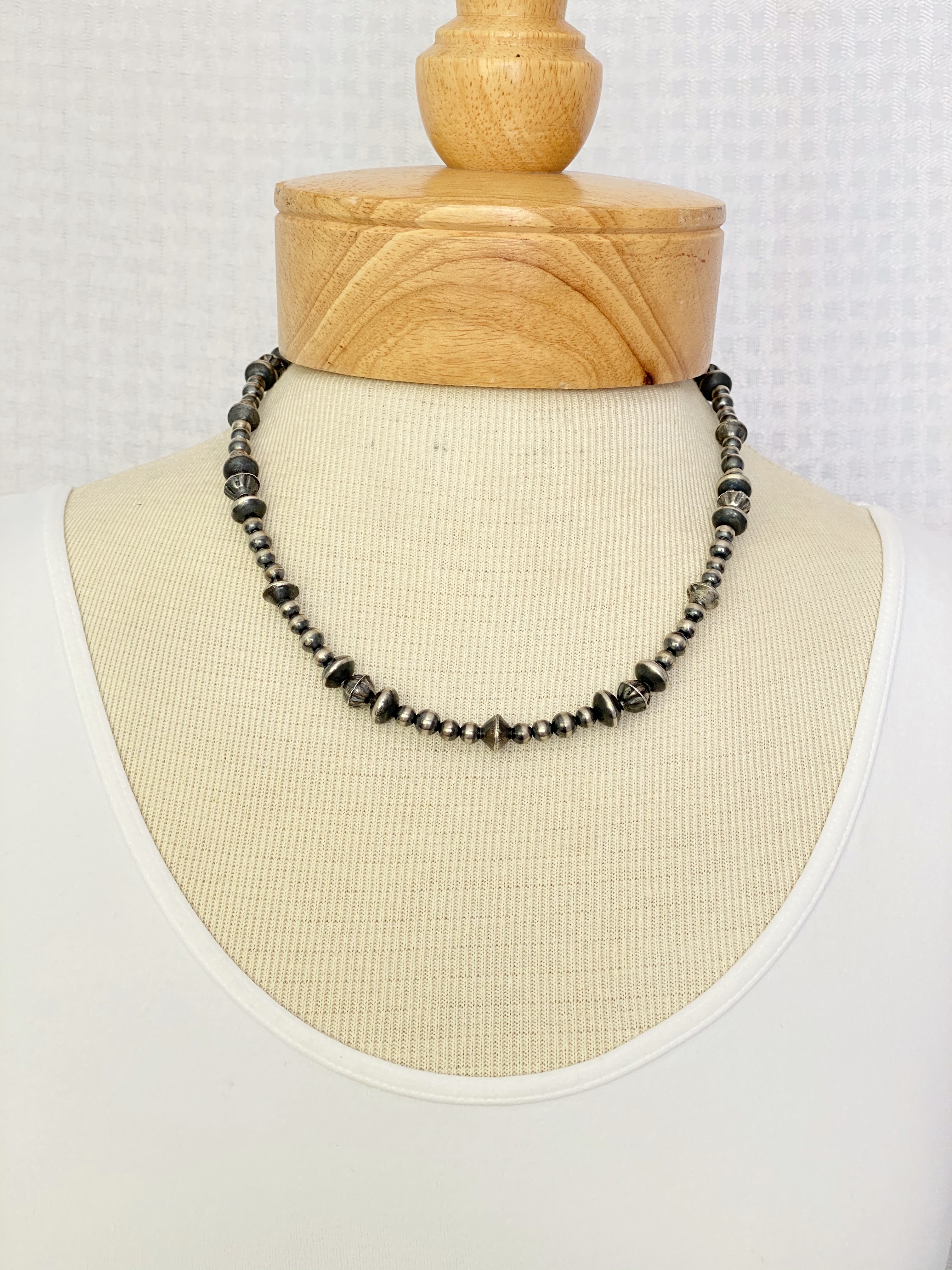 Silver bead necklace