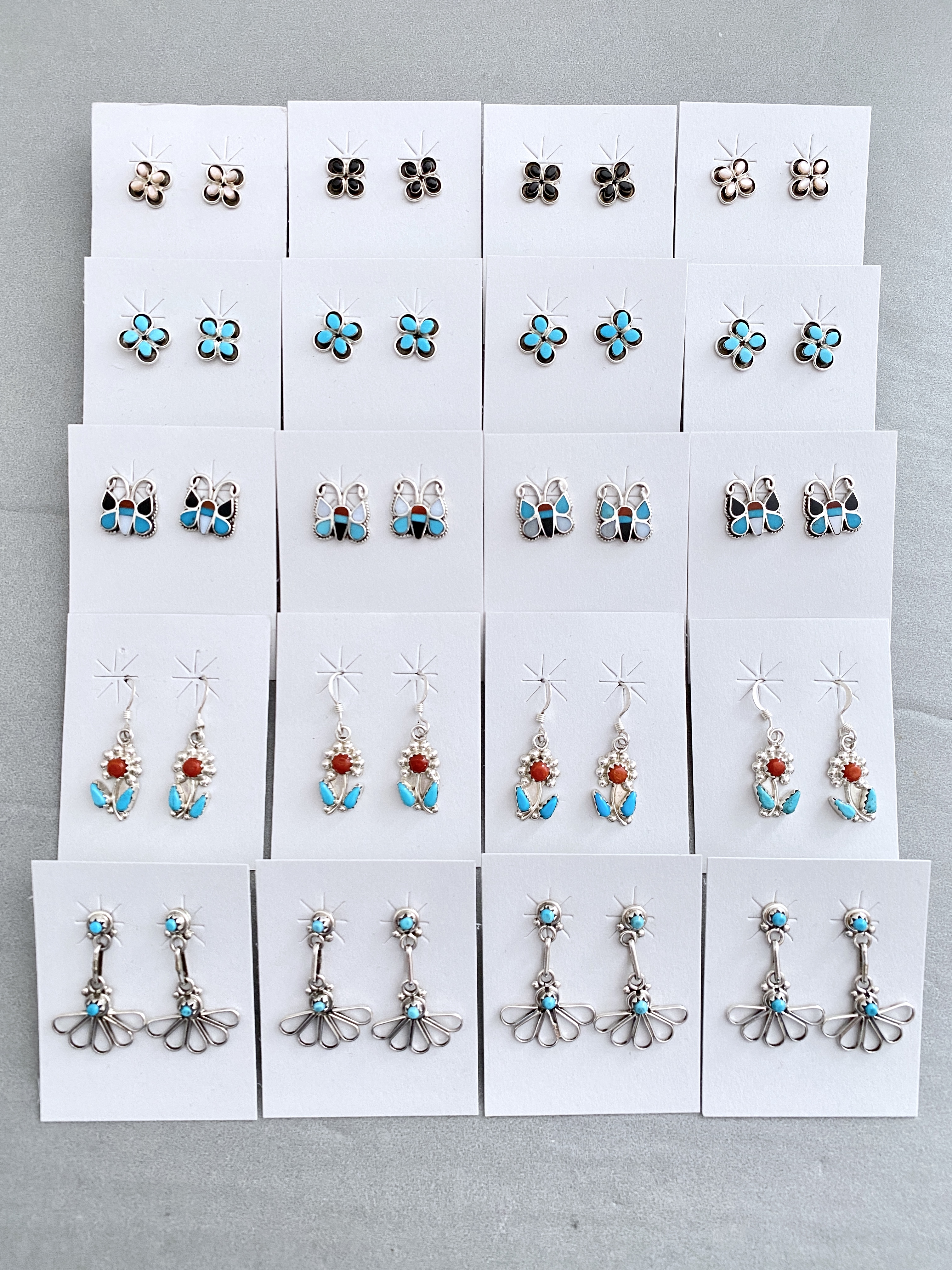 Assorted stone inlay earrings