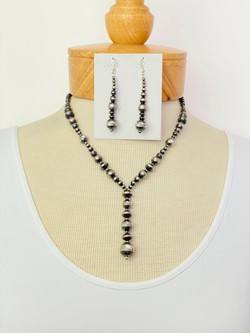 Diamond cut silver bead necklace