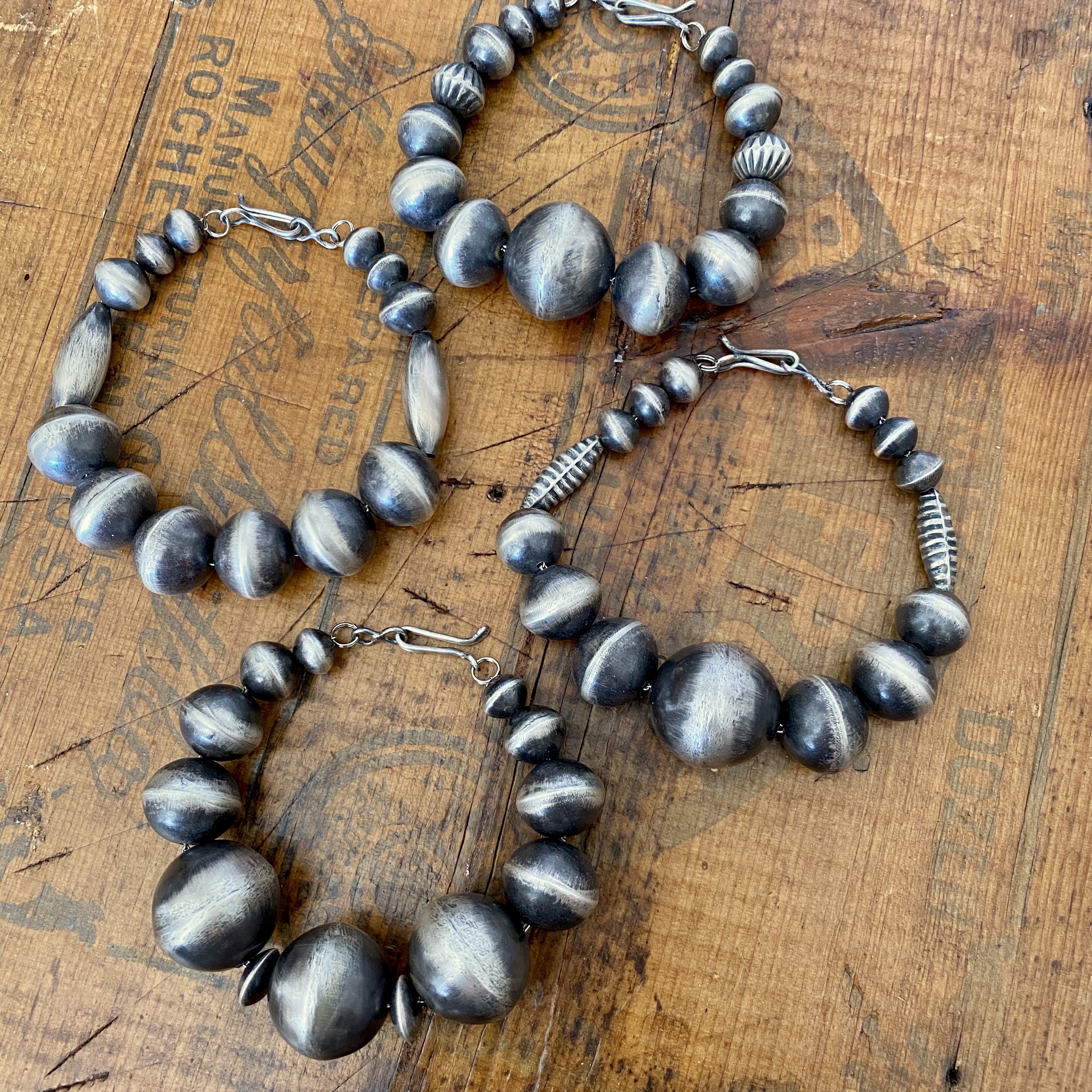 Silver Navajo pearl bracelets