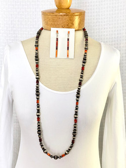 Silver bead gemstone necklace