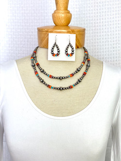 Multicolor necklace center silver