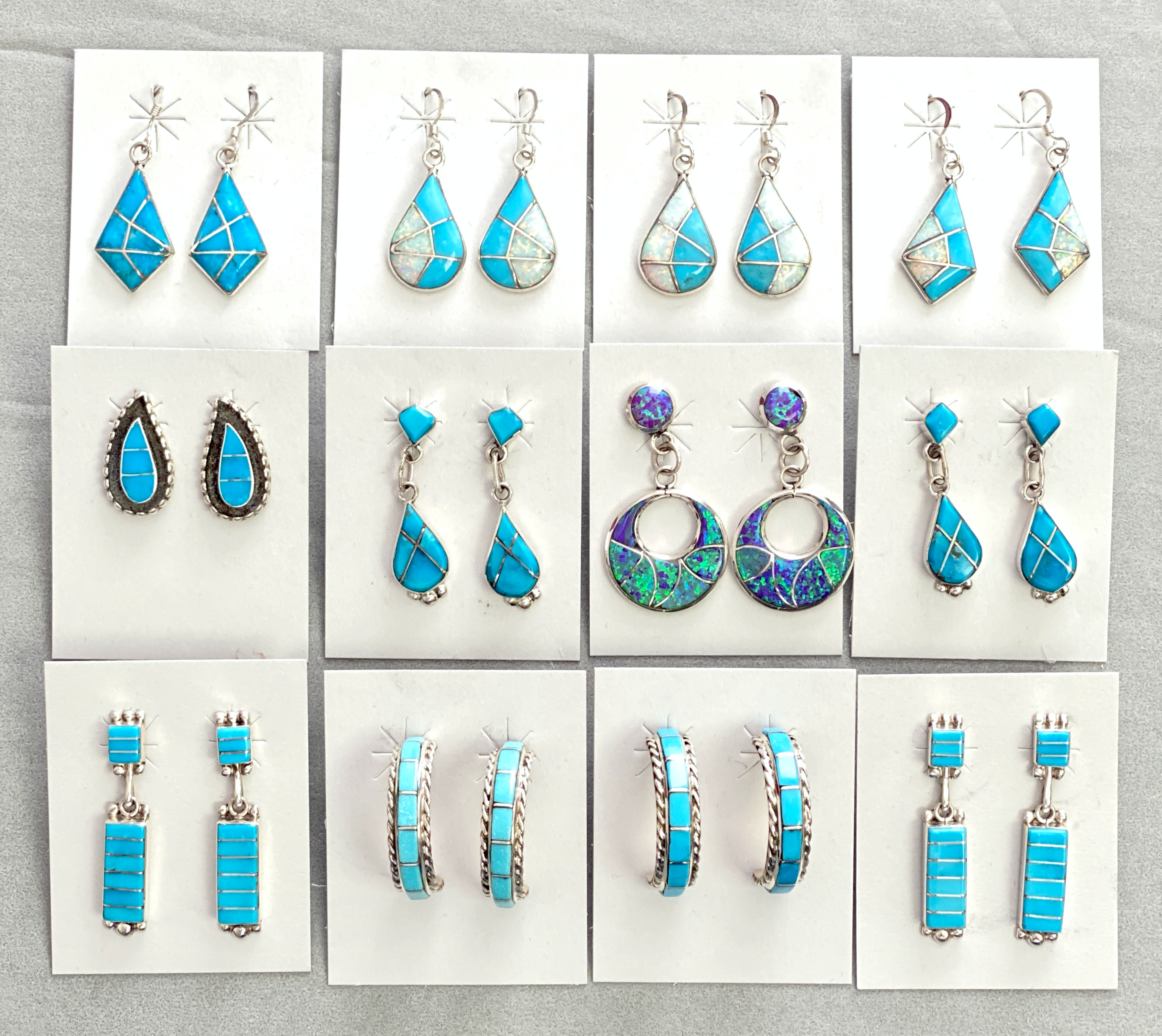 Turquoise mixed inlay earrings