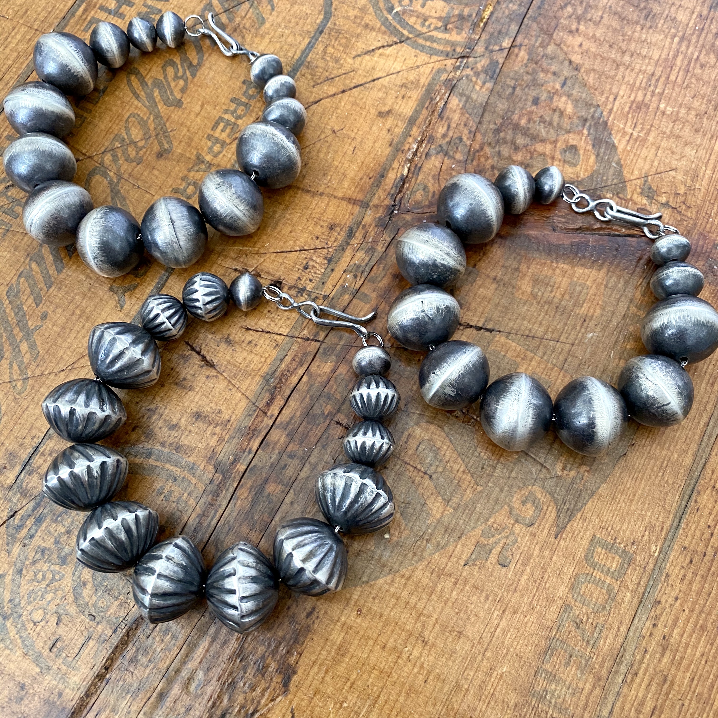 Silver Navajo pearl bracelets