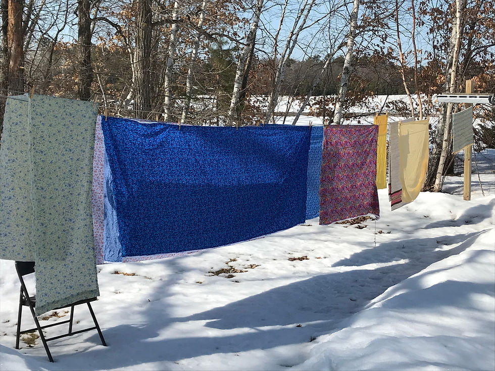 Laundry air drying in winter.