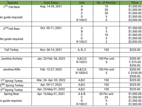 SAN CARLOS - BLACK BEAR - TURKEY - JAVELINA - HUNTING INFORMATION.