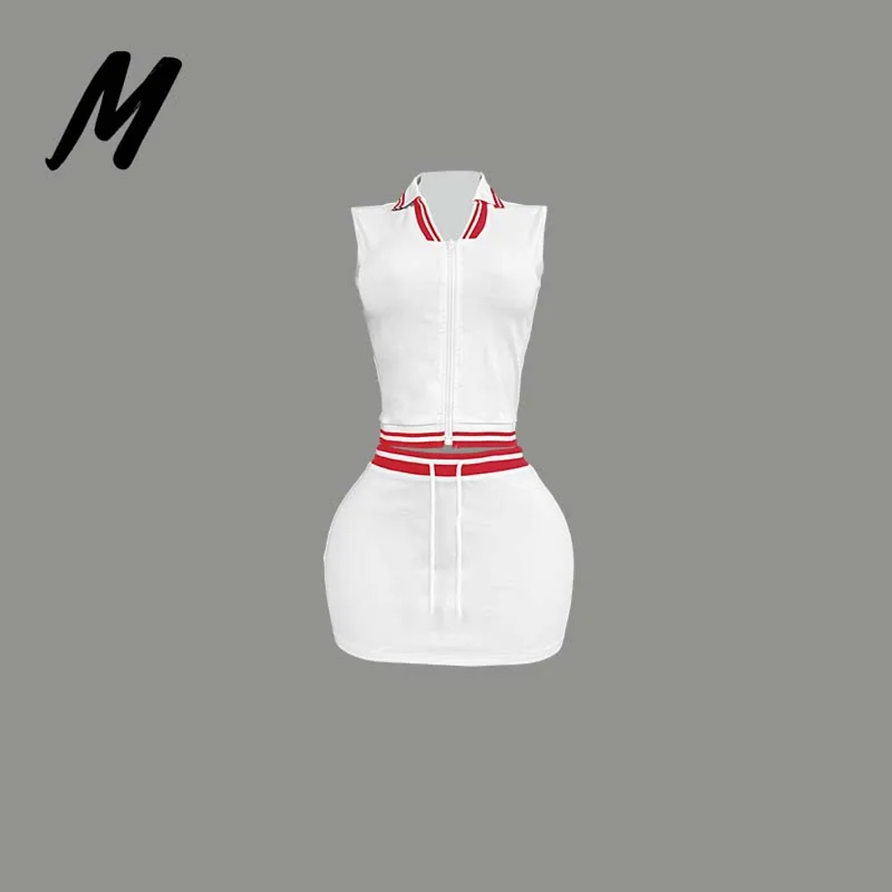 Thumbnail: white and colored zip vest skirt set