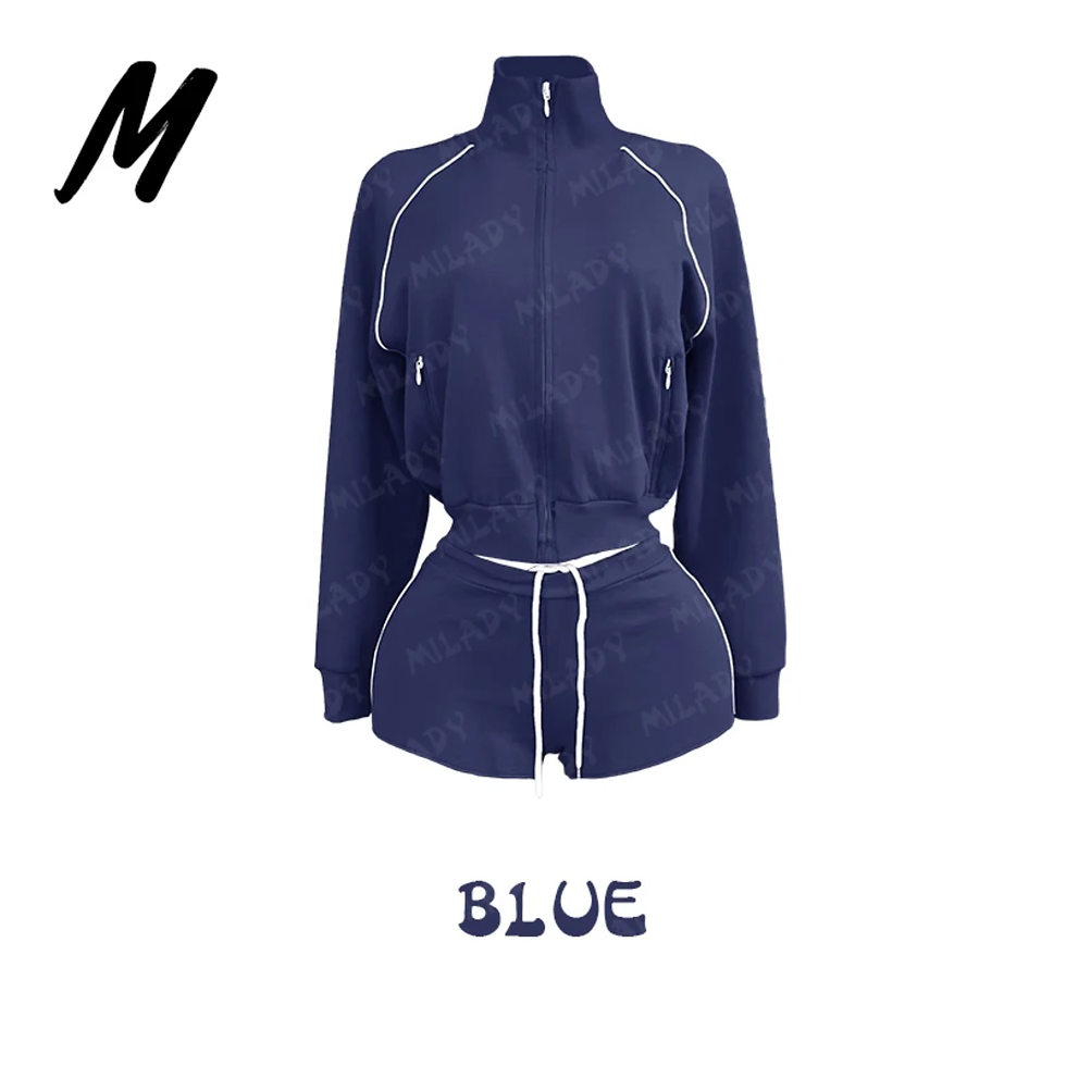 Thumbnail: zip crop jacket short set