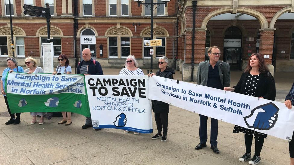 Campaigners met outside Norwich station before they left for Parliament