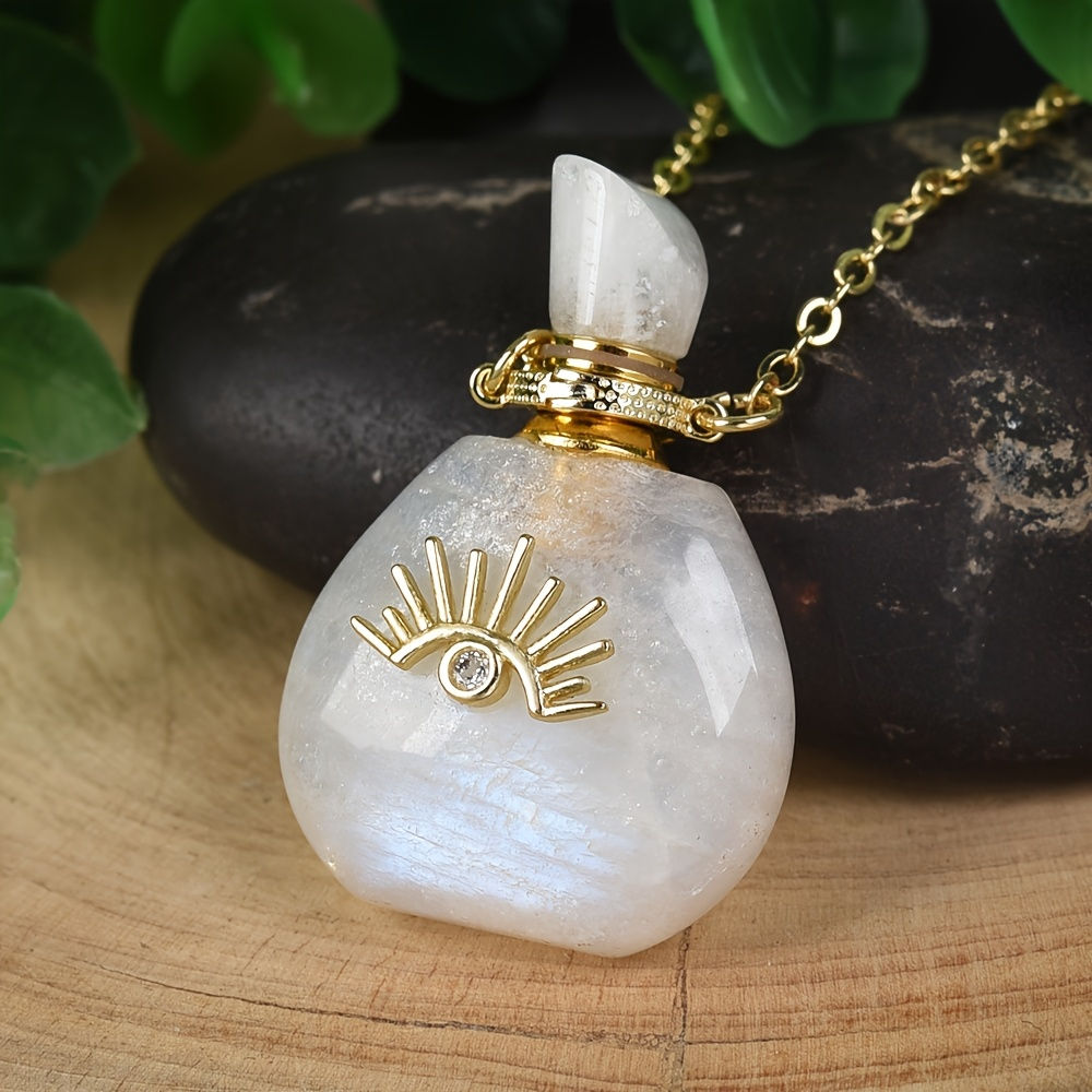 Elegant Bohemian Style Natural Stone Perfume Bottle Pendant Necklace 