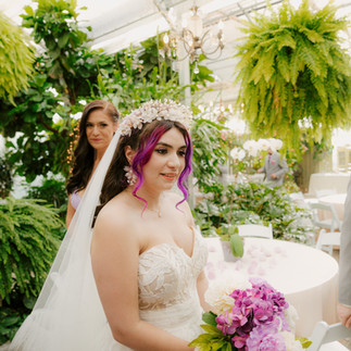 bride smiling while talking