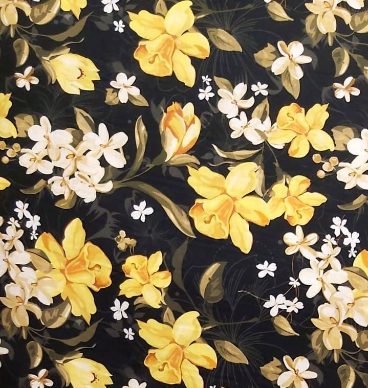 Miniatura: Camisa Social Plus Size - Estampa Digital - Flores amarelas