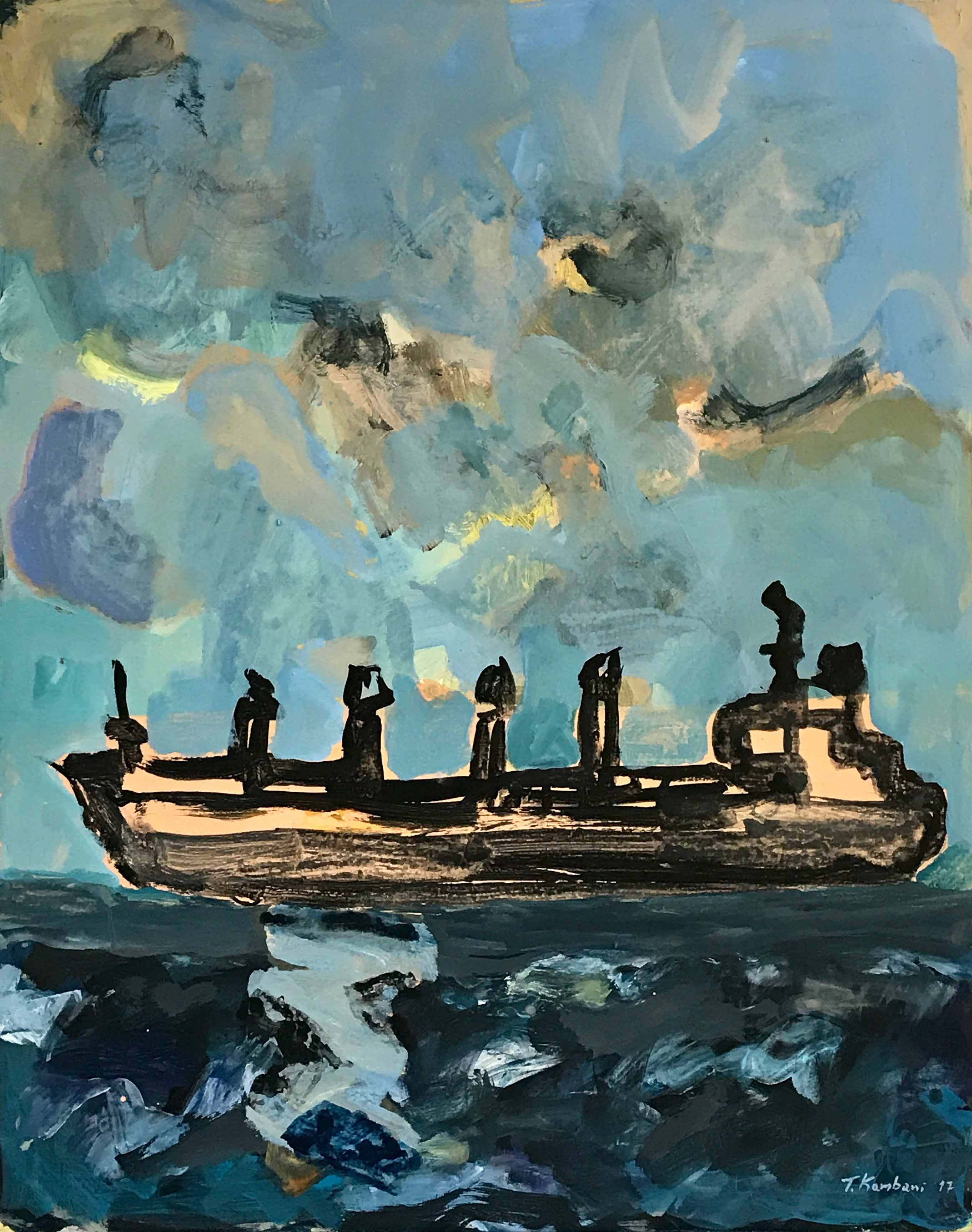 En mer, 100x80cm, 2017, acrylique sur toile, Tina Kambani