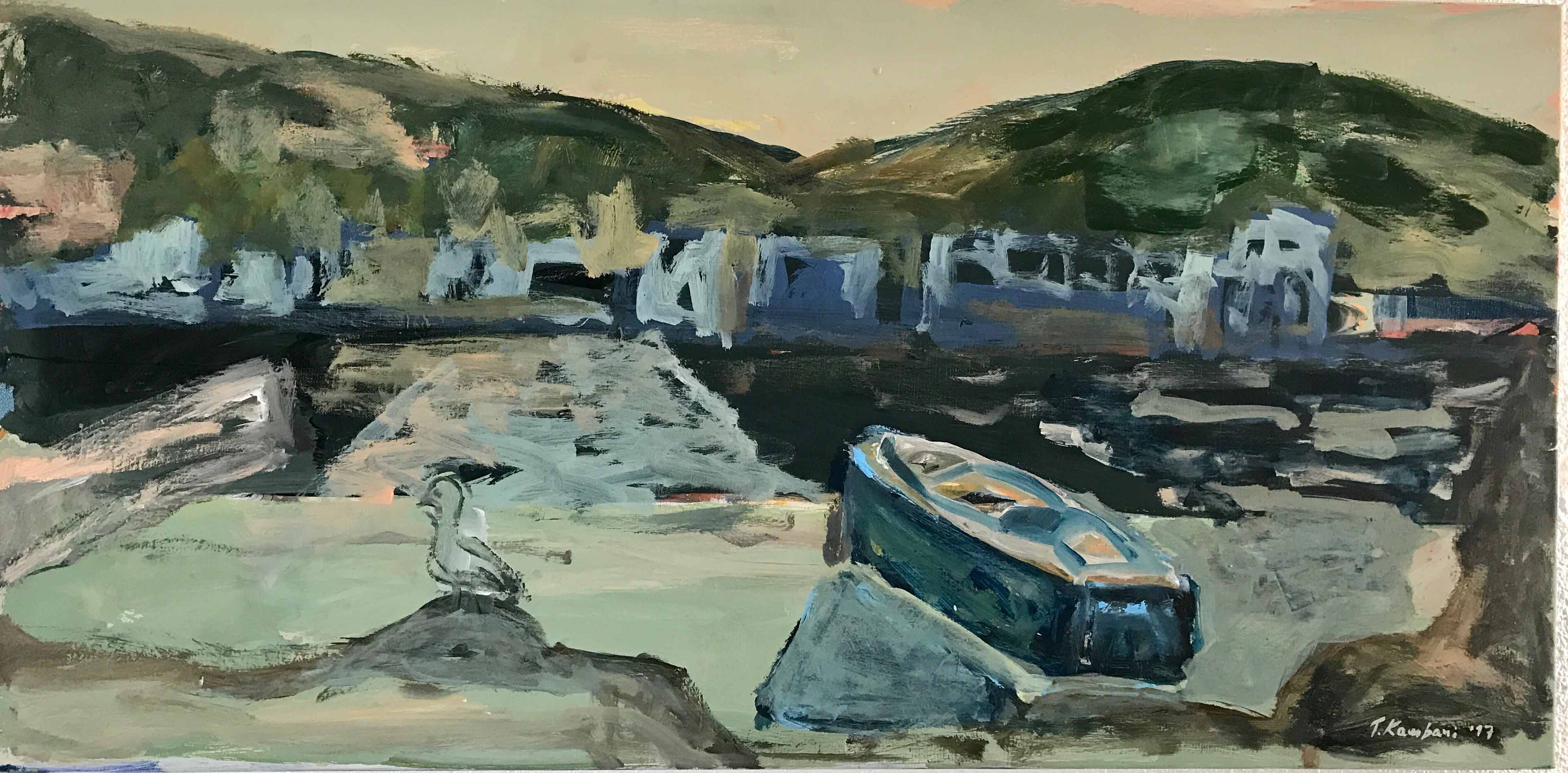 Le port en vert, 60x120cm,acrylique sur toile, 2017