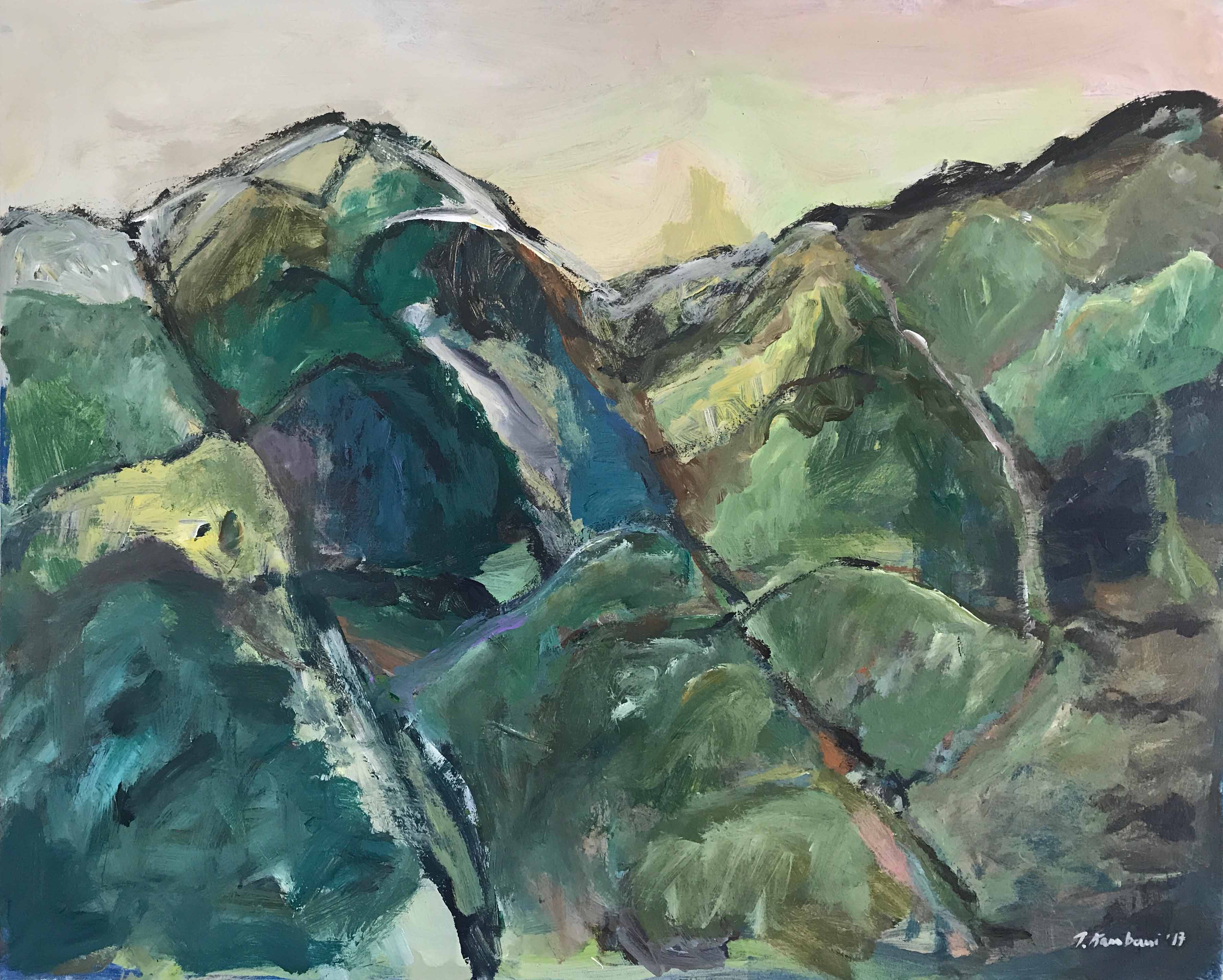 Symphonie en vert, 80x100cm,acrylique sur toile, 2017