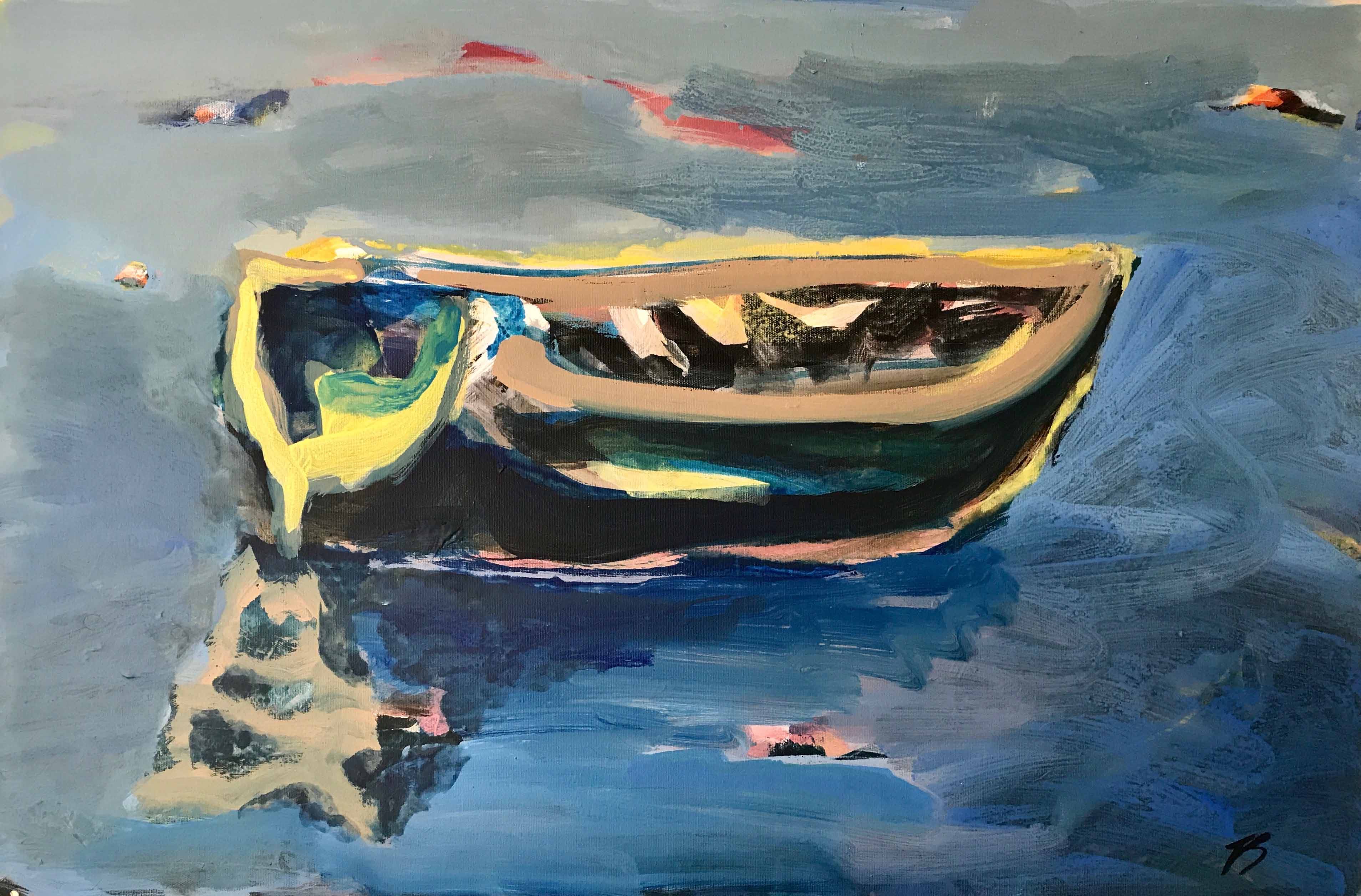 Barque silencieuse, 60x90cm, Acrylique sur toile, 2017