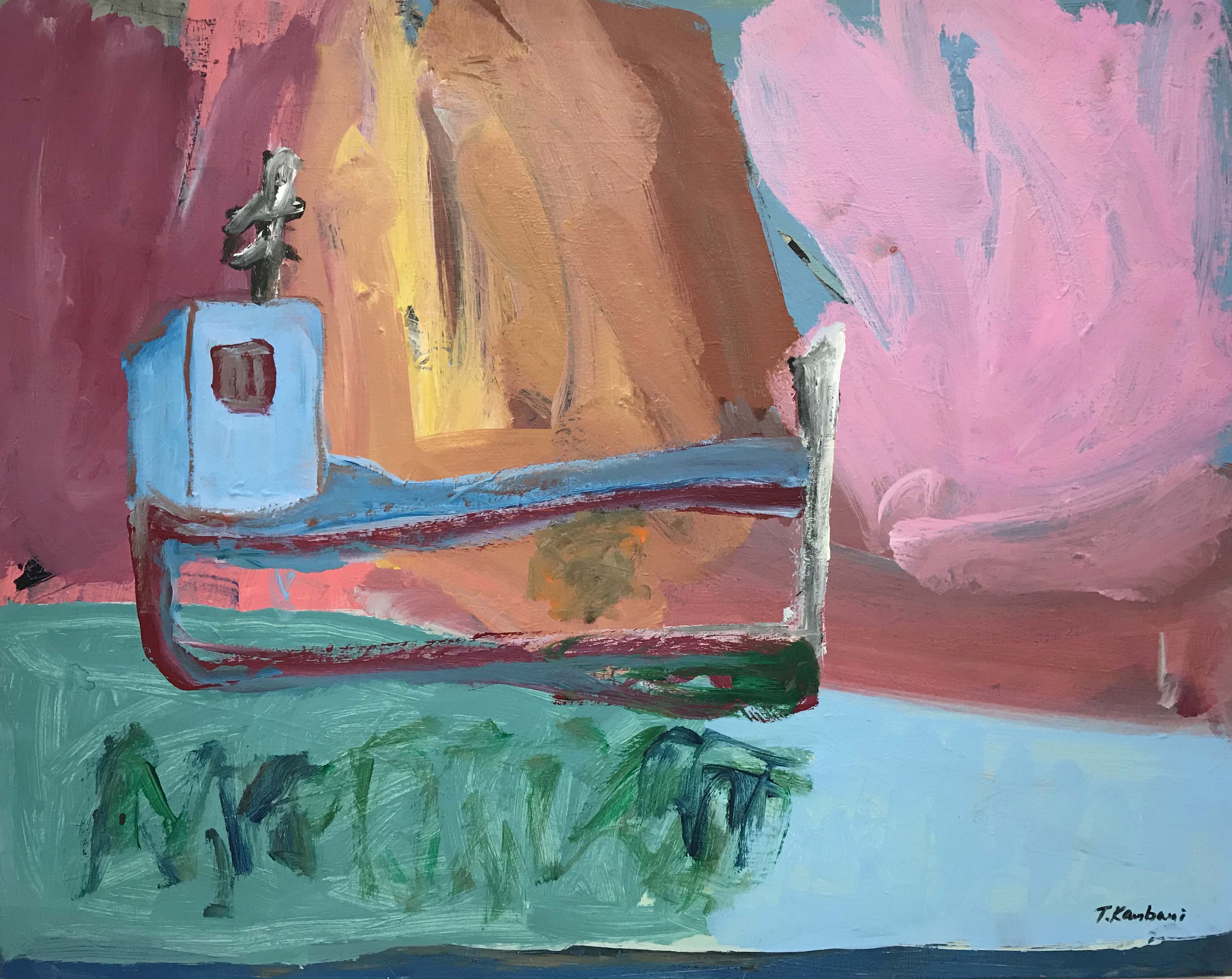 bateau en rose, 100x80cm, Acrylique sur toile, 2018 sm