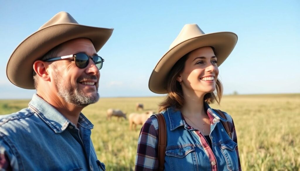man and woman smiling in front of land - Owner financed homes no down payment