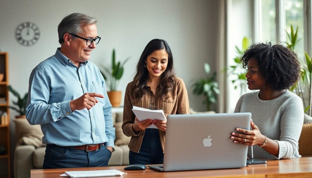 people looking at a laptop - owner financing